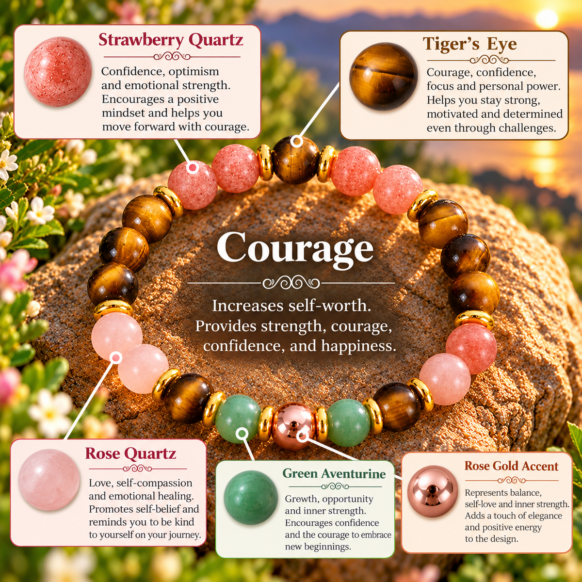 Courage – Natural Stone Beaded Bracelet | Stone Intention Collection