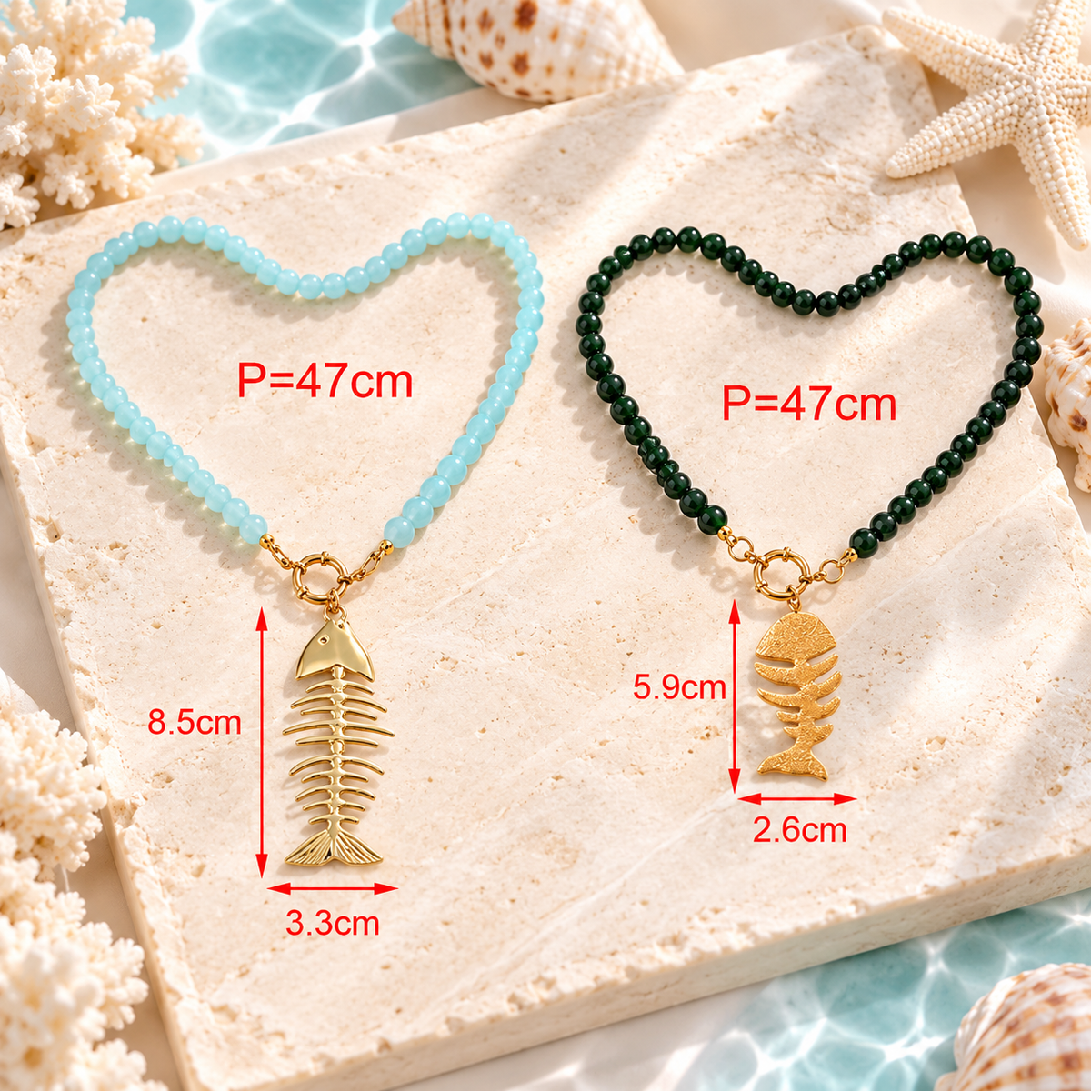 Coastal Fishbone Double-Strand Necklace