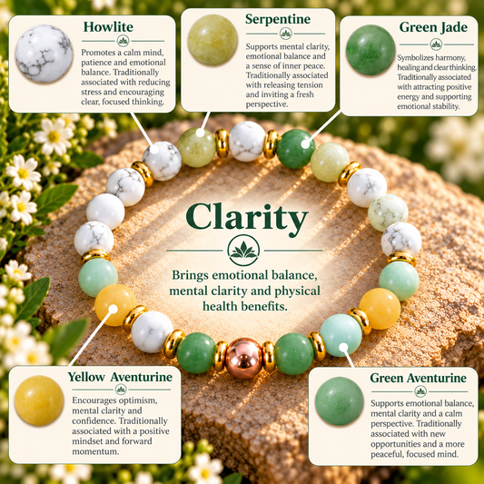 Clarity – Natural Stone Intention Bracelet | Mental Clarity, Focus & Emotional Balance