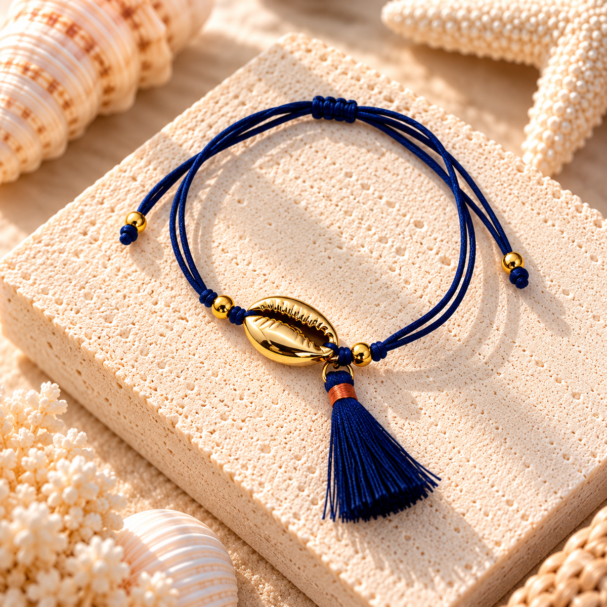 Coastal Cowrie Shell Tassel Bracelet