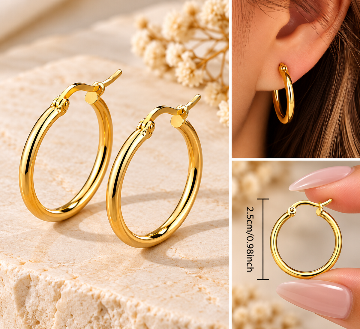 Classic Elegance 18K Gold Plated Hoop Earrings
