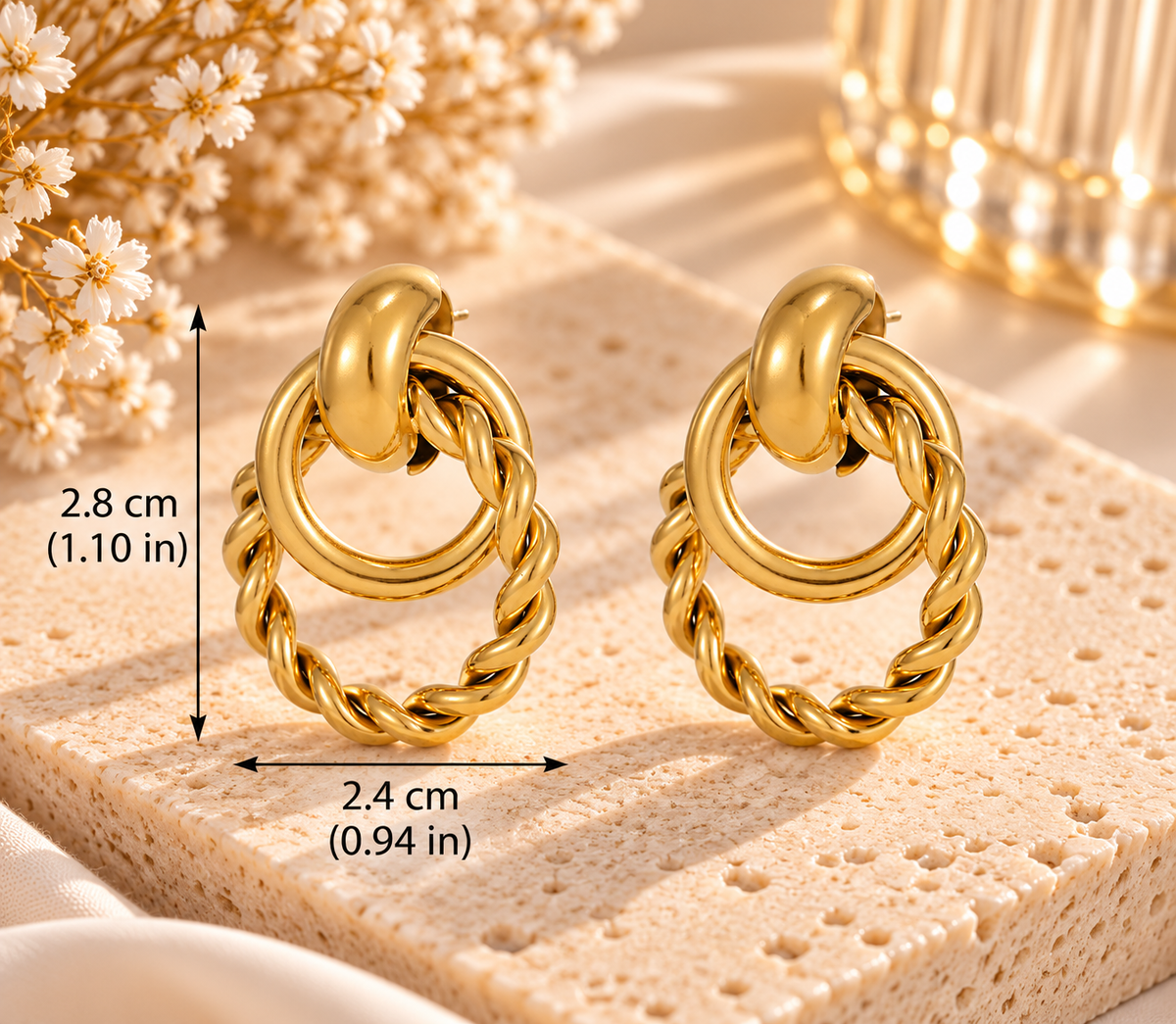 Sculpted Twist Double Hoop Earrings