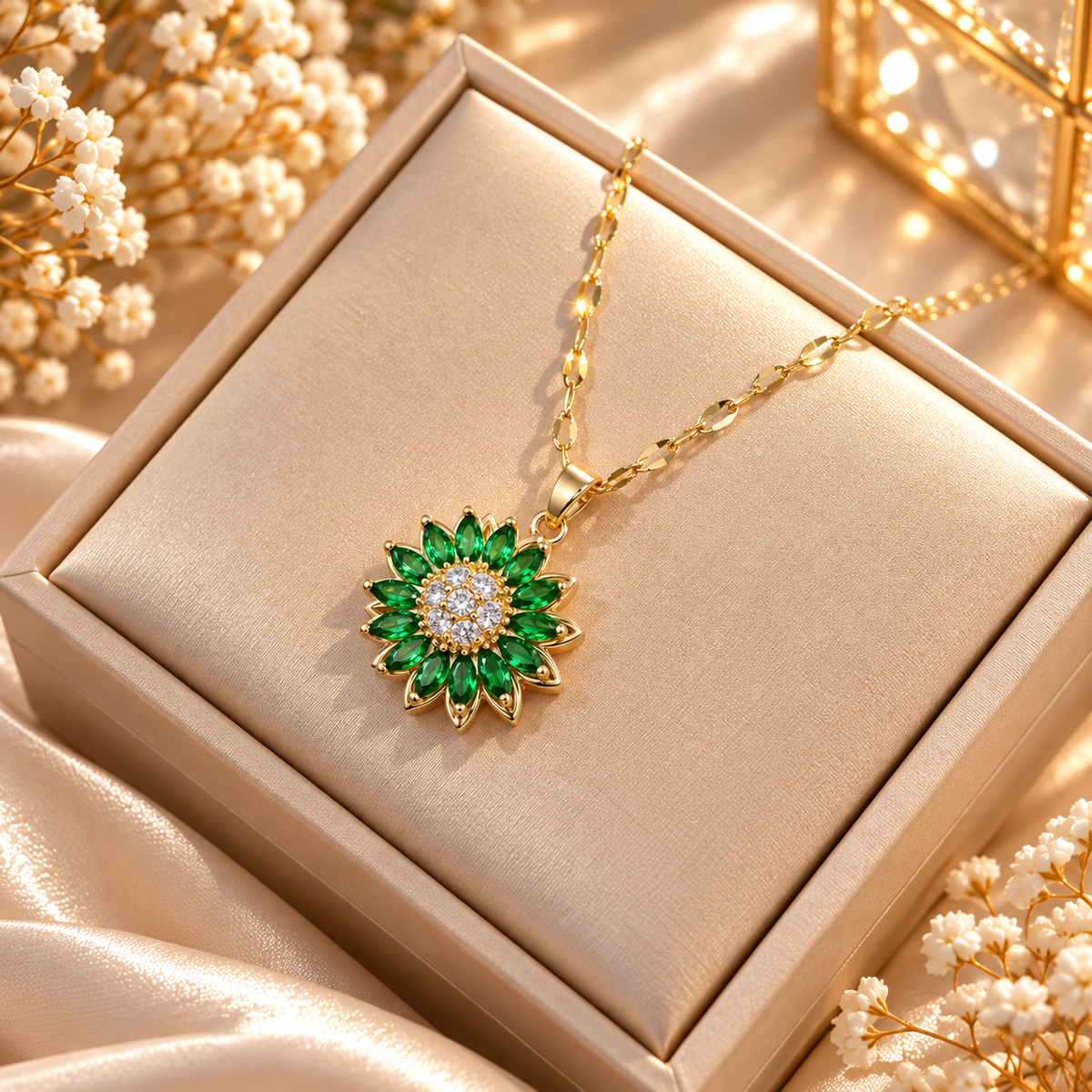 Radiant Bloom Crystal Pendant Necklace