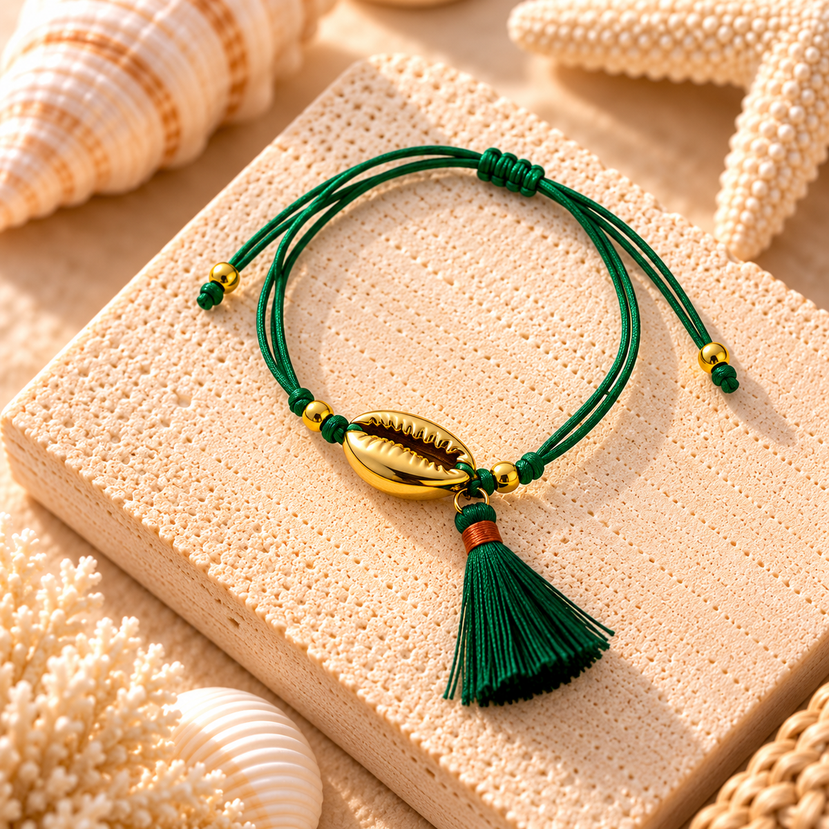 Coastal Cowrie Shell Tassel Bracelet