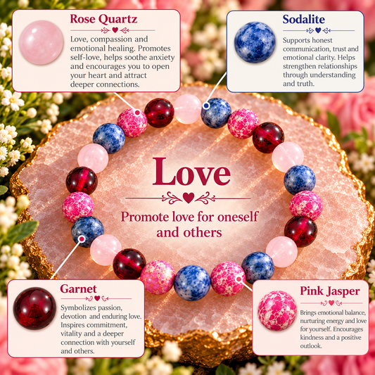 Love – Natural Stone Beaded Bracelet | Stone Intention Collection