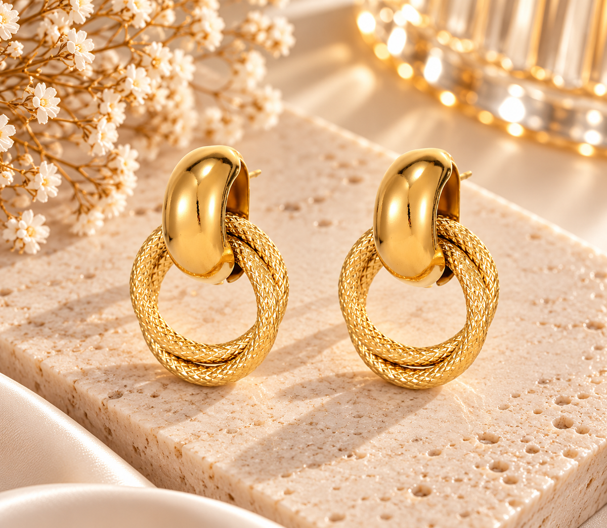 Sculpted Twist Double Hoop Earrings