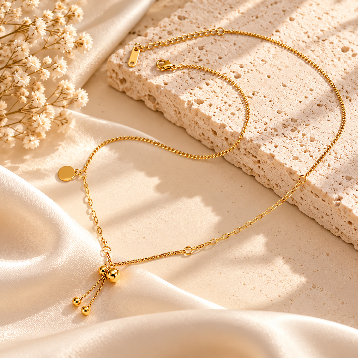 Golden Charm Lariat Necklace