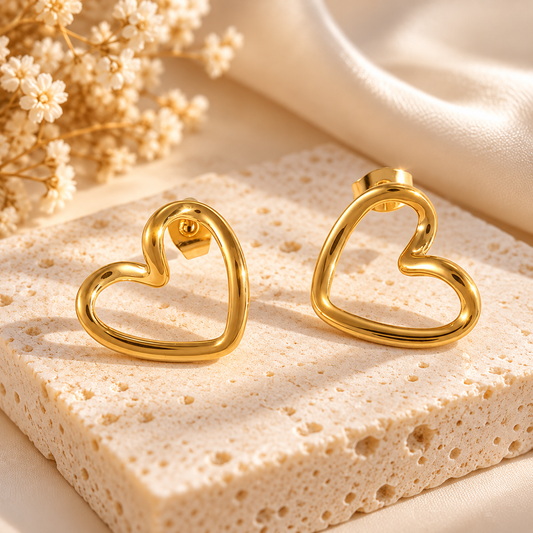 Timeless Love Open Heart Stud Earrings – Gold & Silver