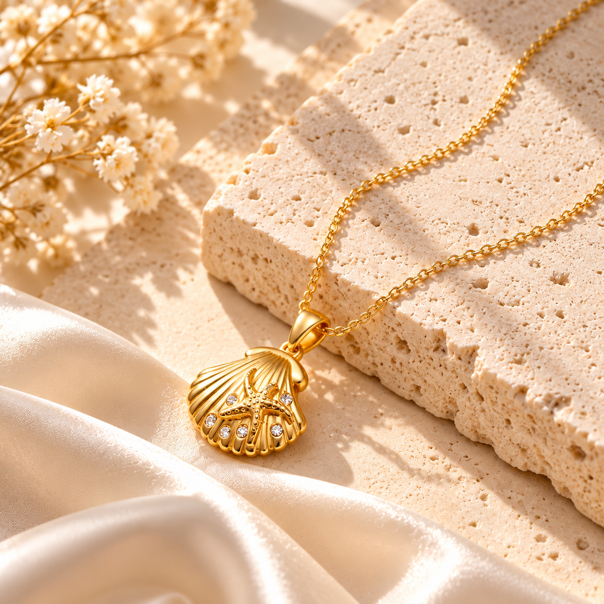 Seaside Sparkle Shell & Starfish Necklace