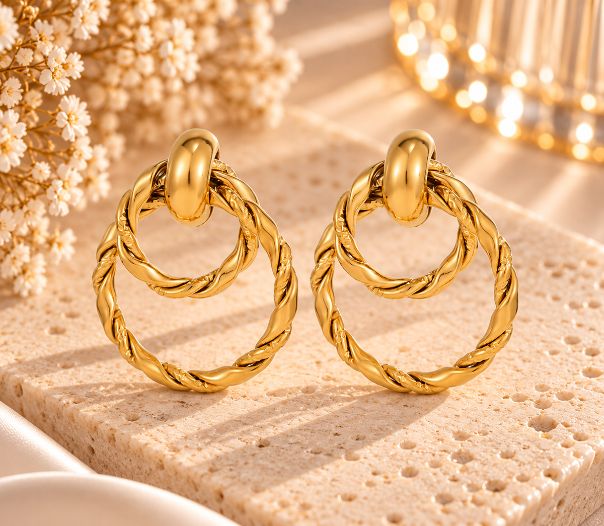 Sculpted Twist Double Hoop Earrings