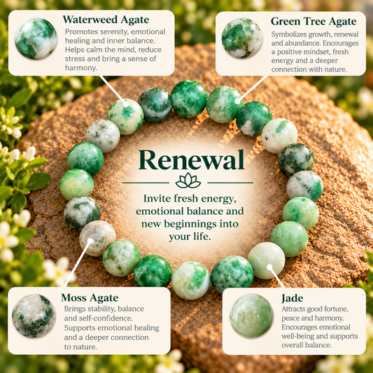 Renewal – Natural Waterweed Agate Gemstone Bracelet