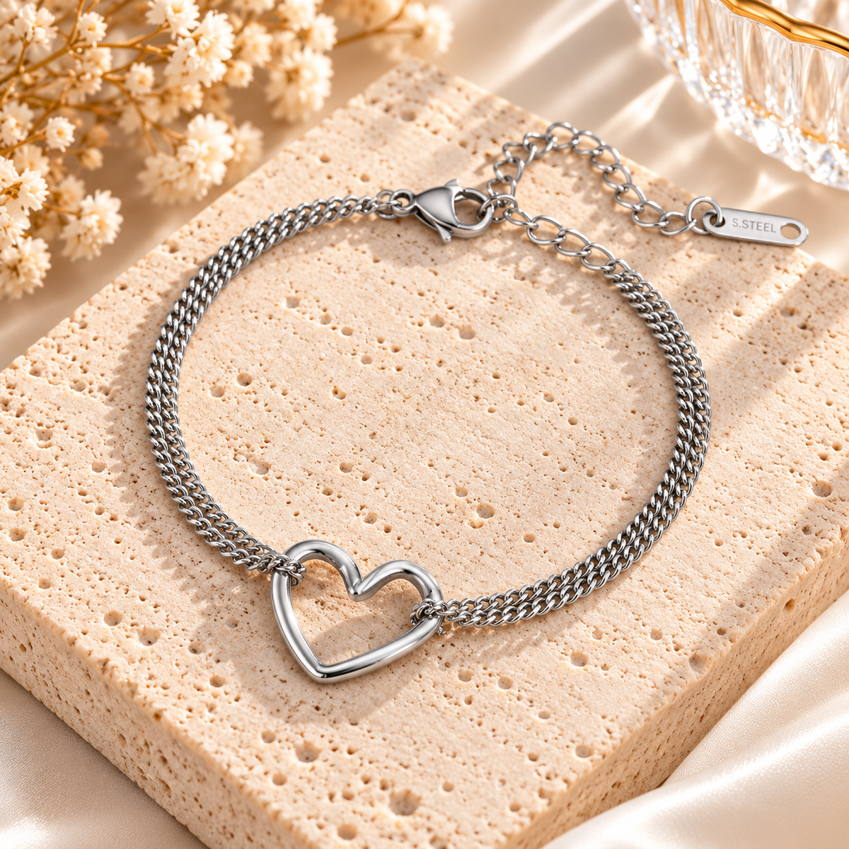 Sweetheart Double Chain Bracelet – Gold & Silver