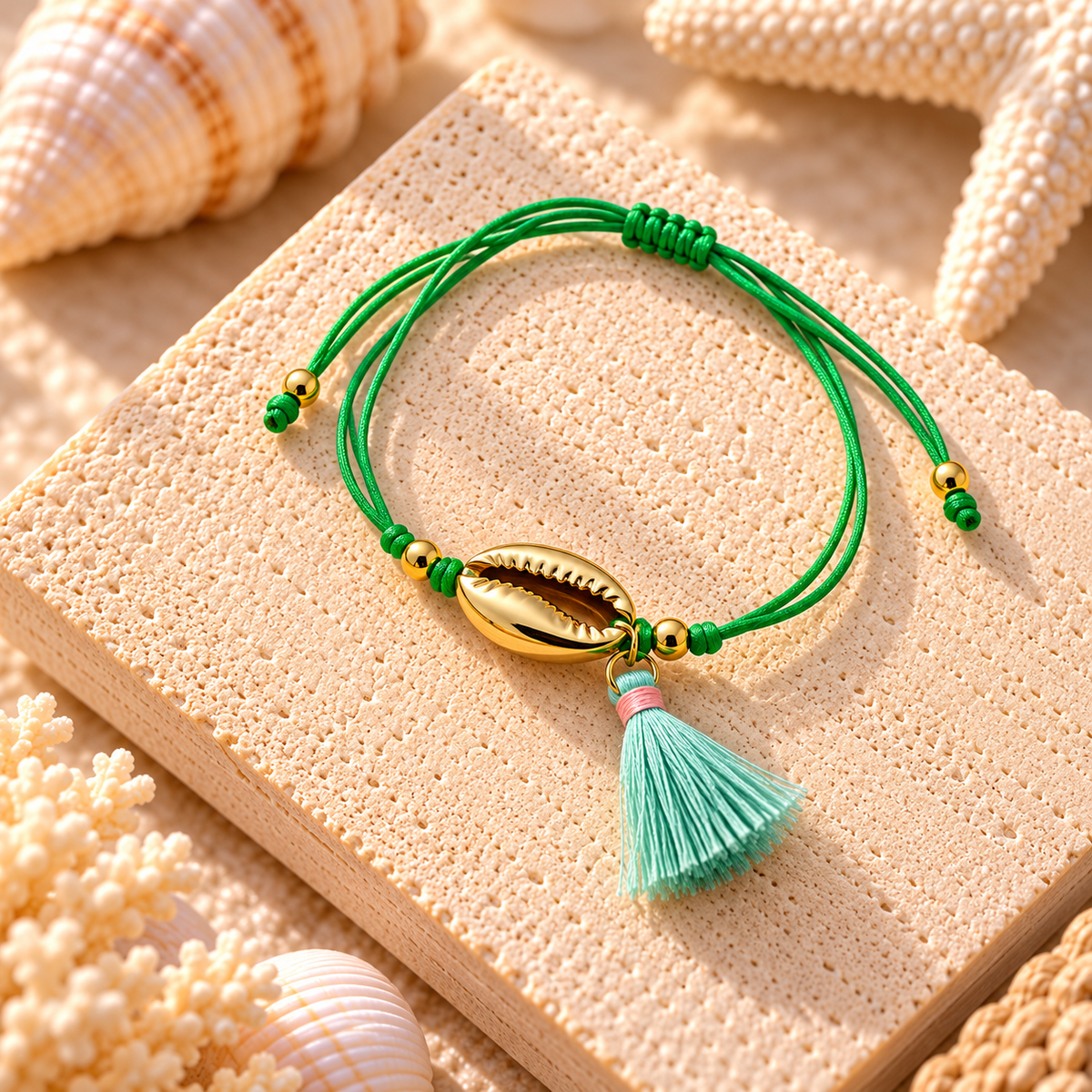 Coastal Cowrie Shell Tassel Bracelet