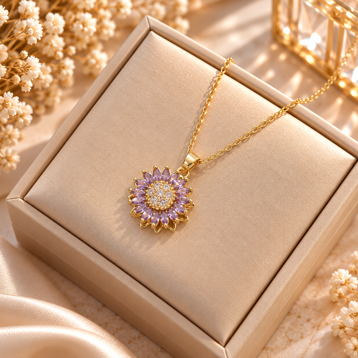 Radiant Bloom Crystal Pendant Necklace