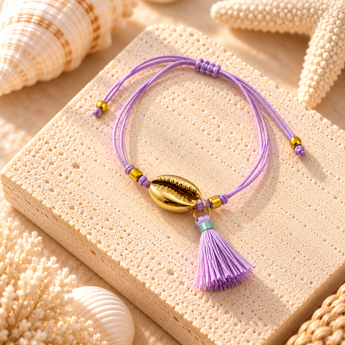 Coastal Cowrie Shell Tassel Bracelet