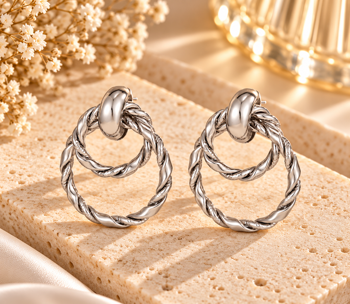 Sculpted Twist Double Hoop Earrings