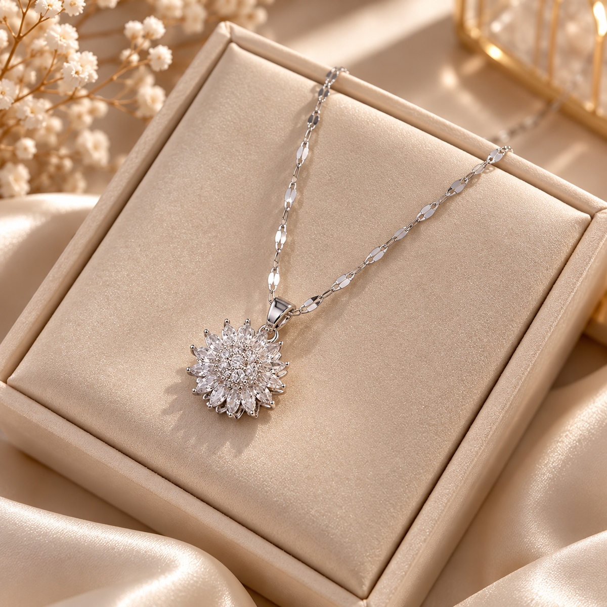 Radiant Bloom Crystal Pendant Necklace