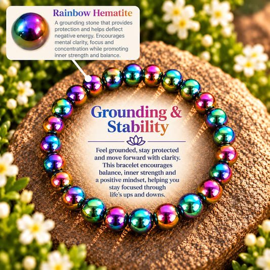 Grounding & Stability – Rainbow Hematite Natural Stone Bracelet