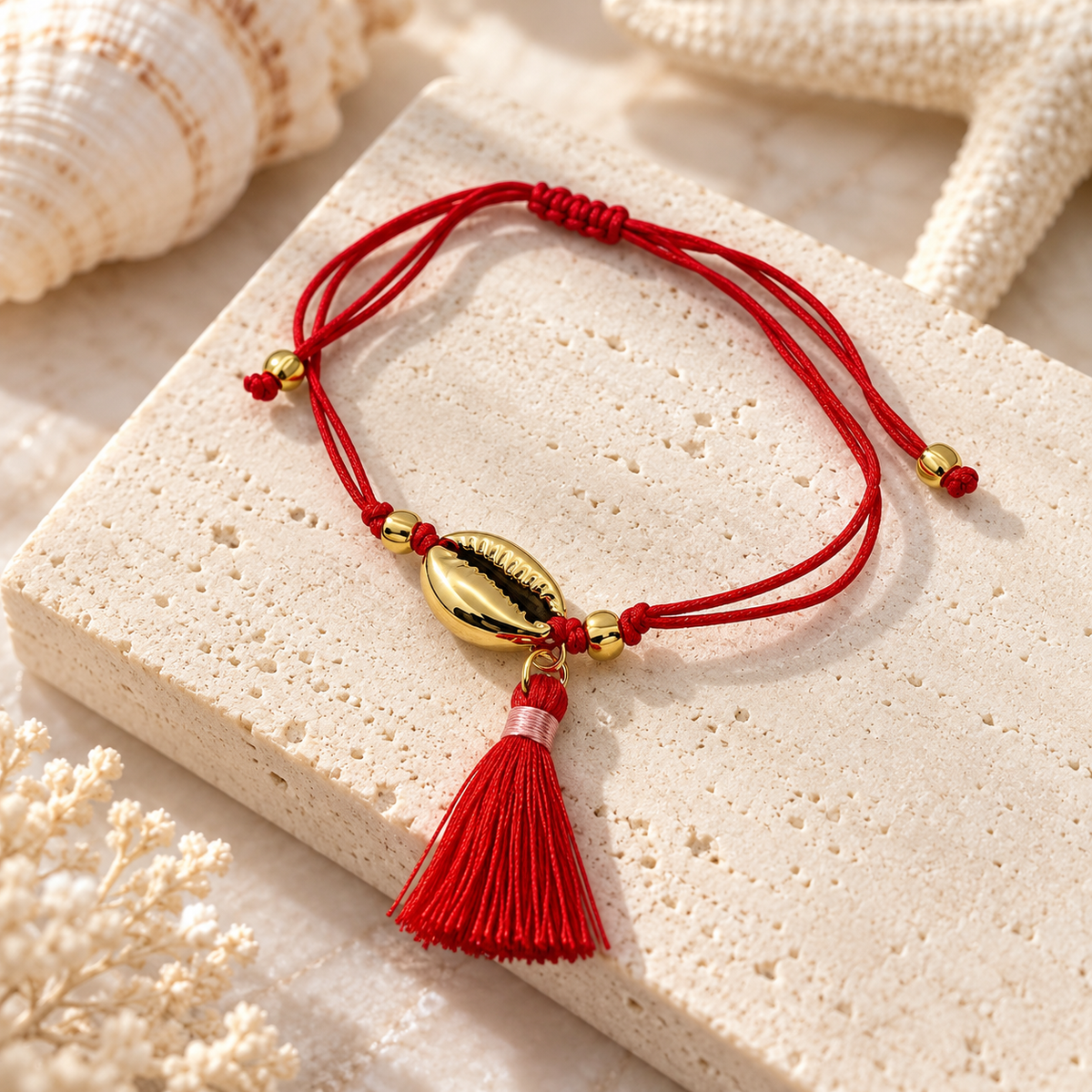 Coastal Cowrie Shell Tassel Bracelet
