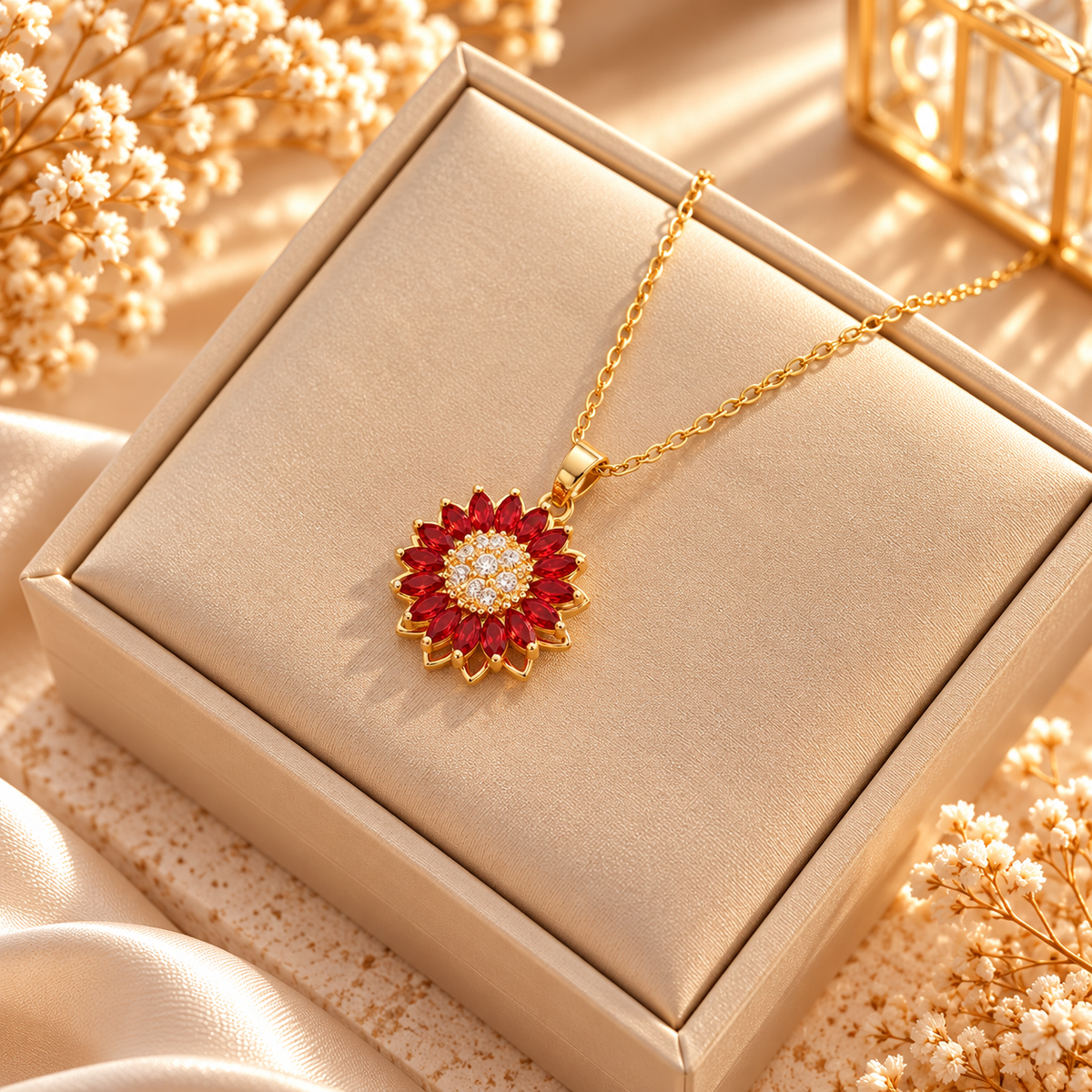 Radiant Bloom Crystal Pendant Necklace