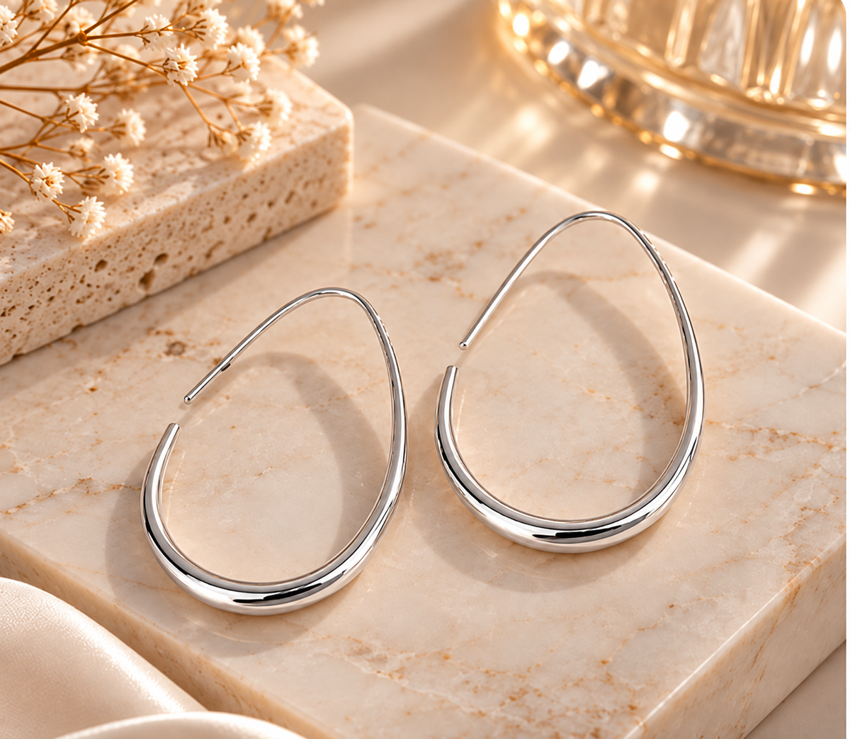 Sculpted Teardrop Hoop Earrings