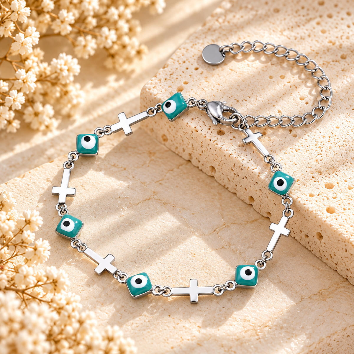 Silver Evil Eye Charm Bracelet – Choose Your Style