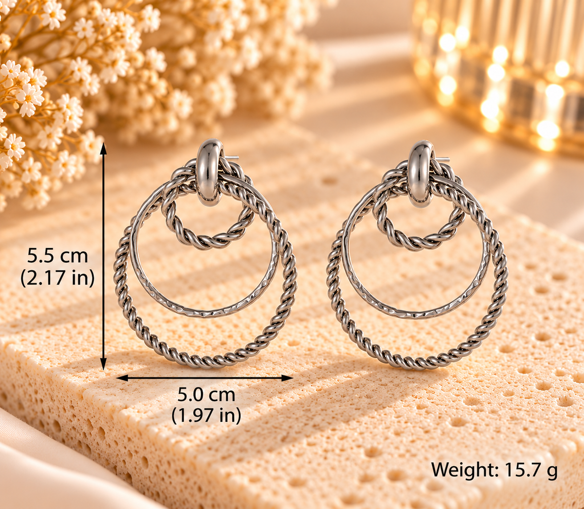 Sculpted Twist Double Hoop Earrings