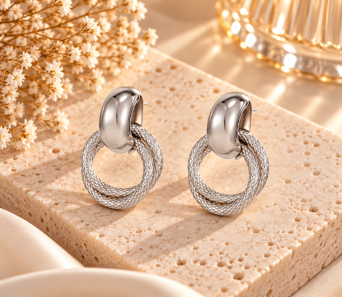 Sculpted Twist Double Hoop Earrings