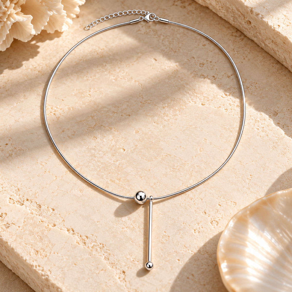 Modern Elegance Silver Drop Lariat Necklace