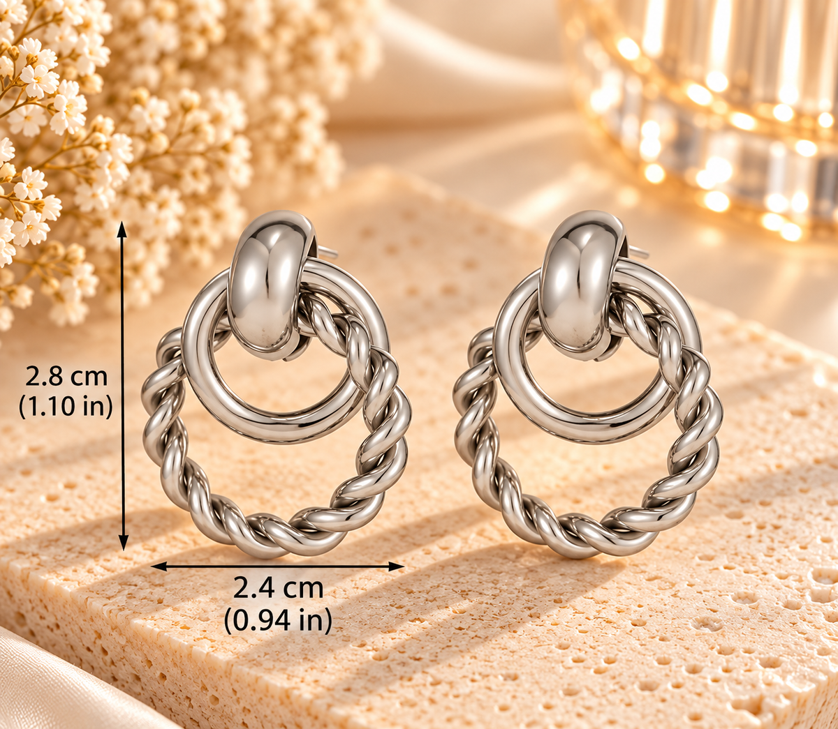 Sculpted Twist Double Hoop Earrings