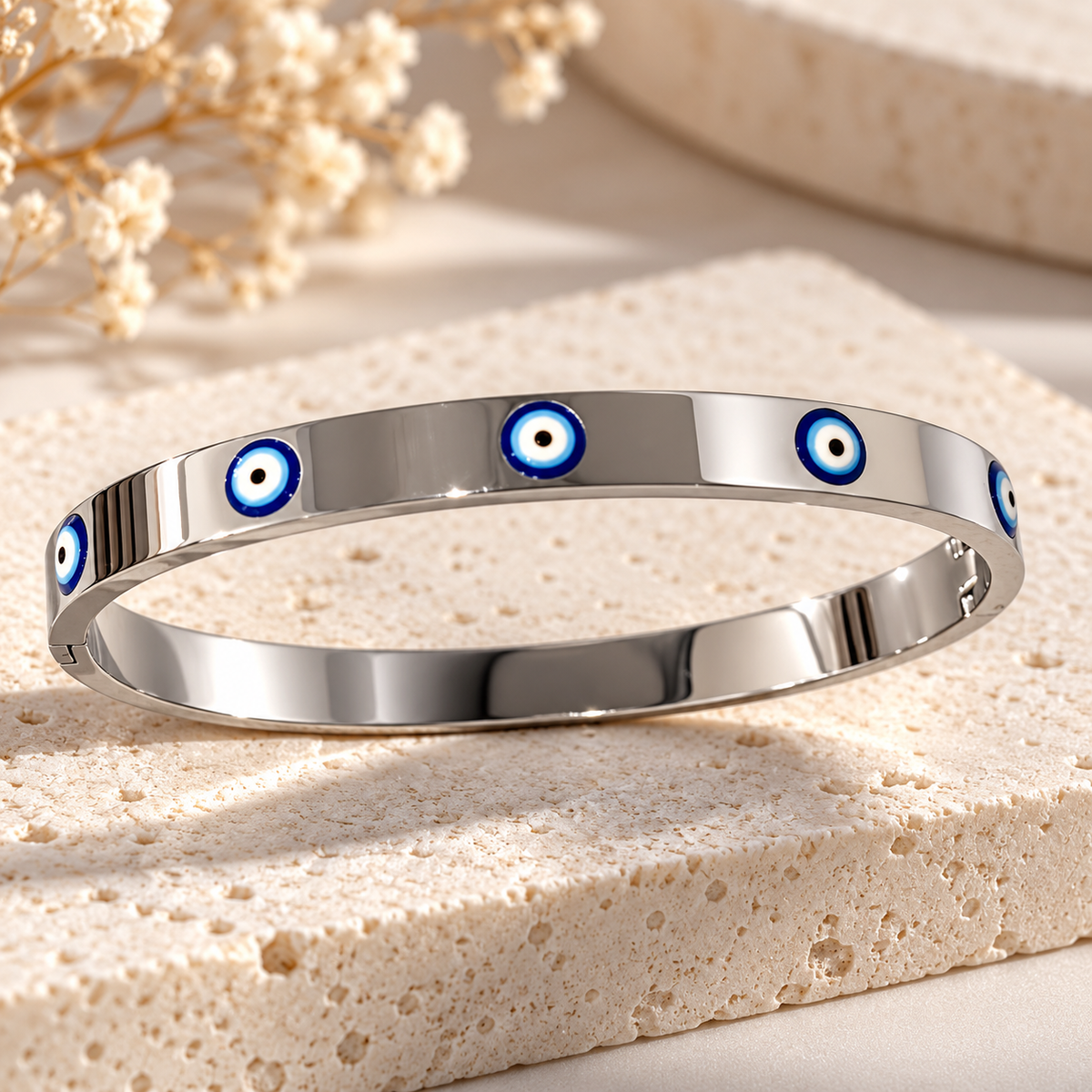 Blue Evil Eye Gold Bangle