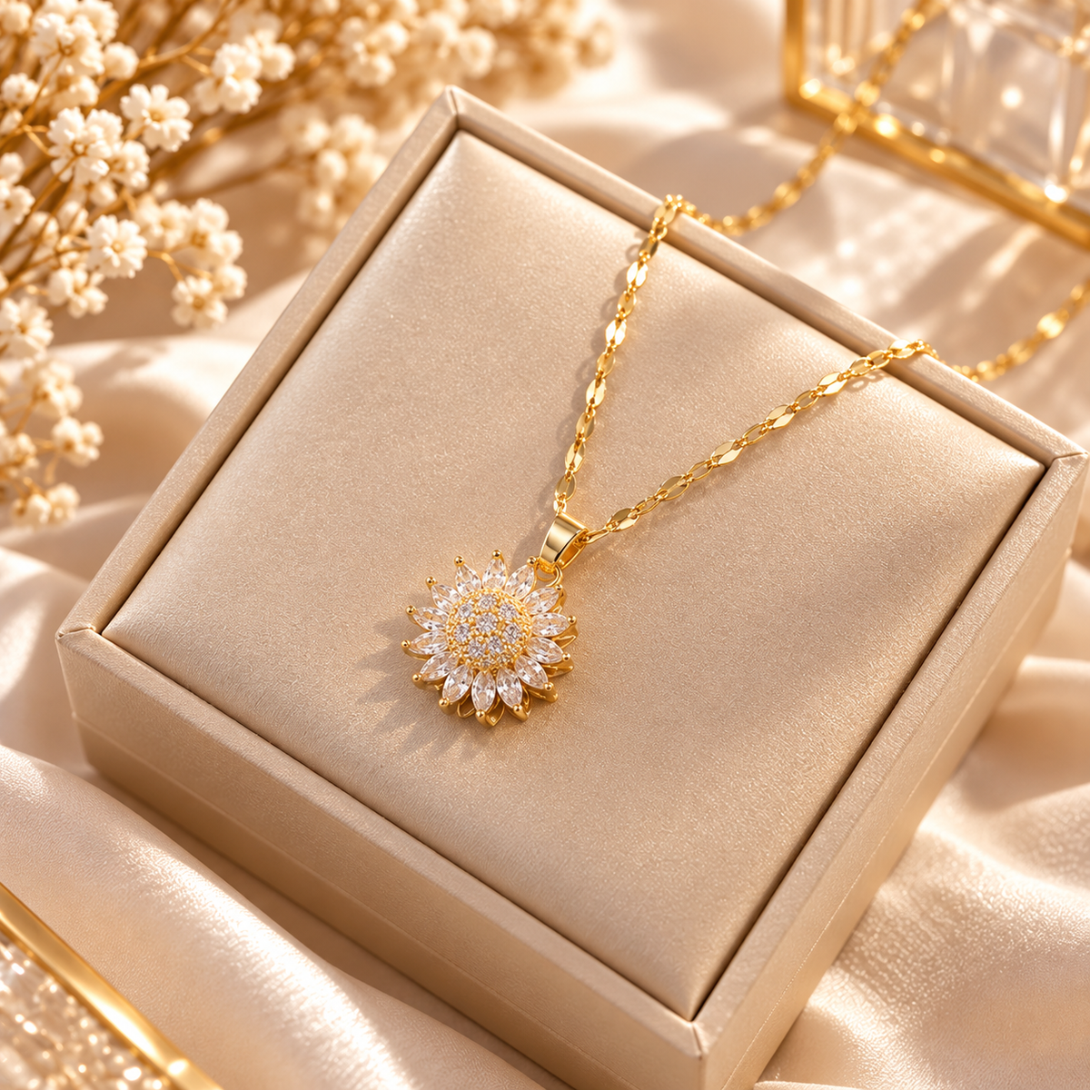 Radiant Bloom Crystal Pendant Necklace