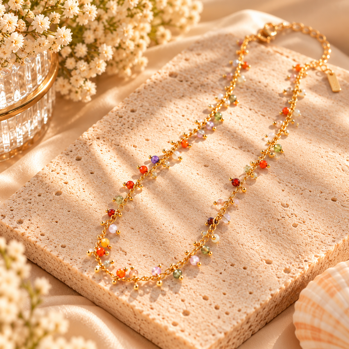 Colorful Beaded Heart Layered Necklace
