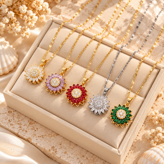 Radiant Bloom Crystal Pendant Necklace