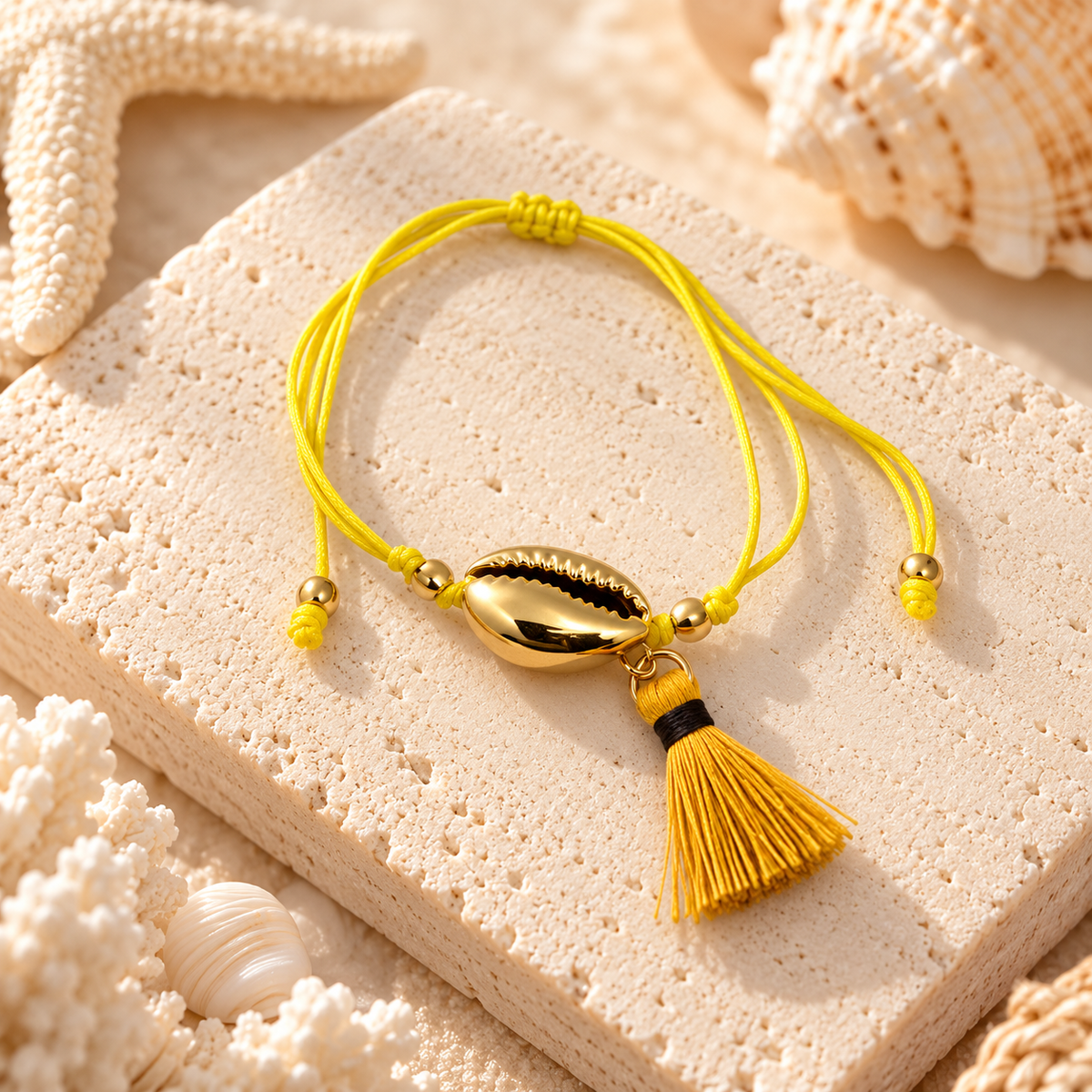 Coastal Cowrie Shell Tassel Bracelet