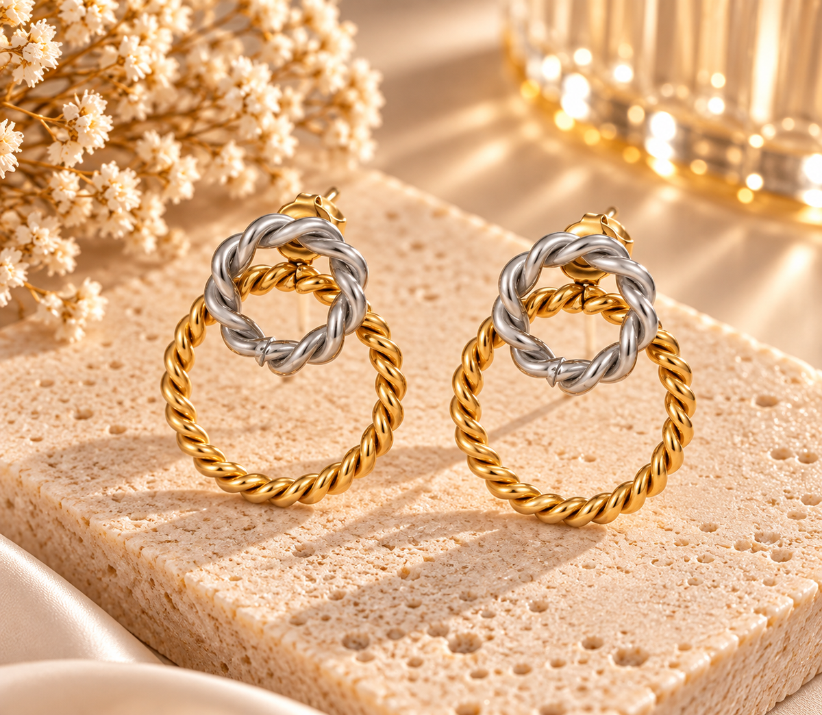 Sculpted Twist Double Hoop Earrings