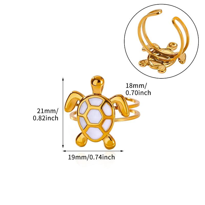White turtle ring measurements: 21 mm by 19 mm, 18 mm band