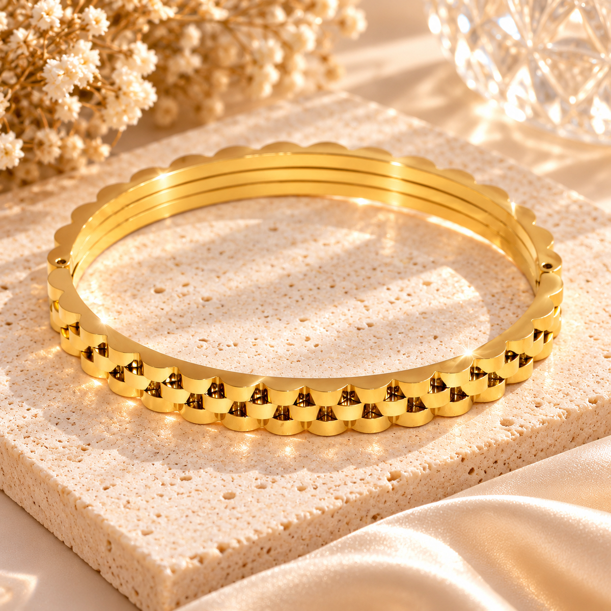 Textured Edge Bangle Bracelet