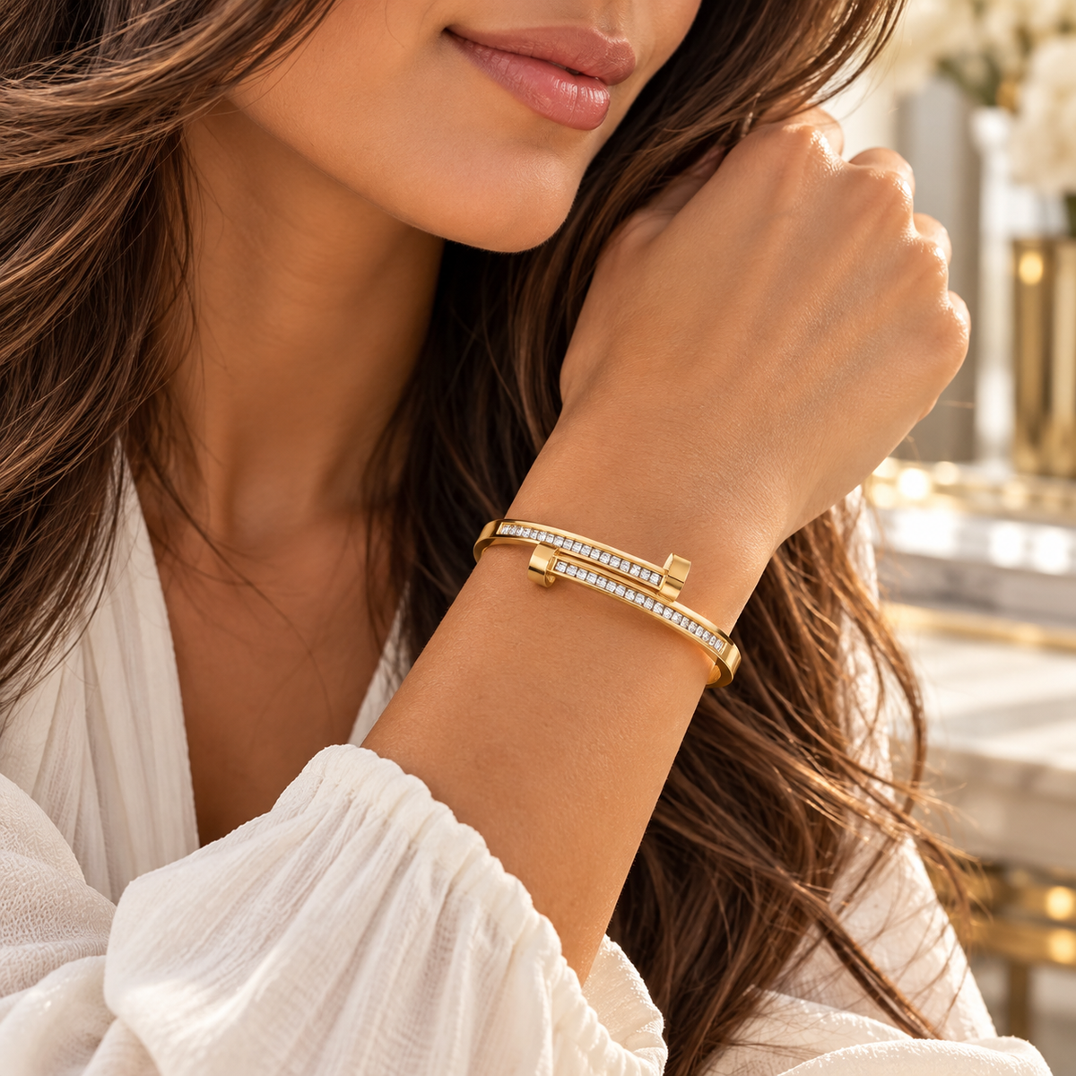 Rhinestone Nail Bangle