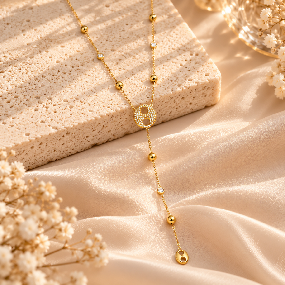 Golden Circle Drop Necklace
