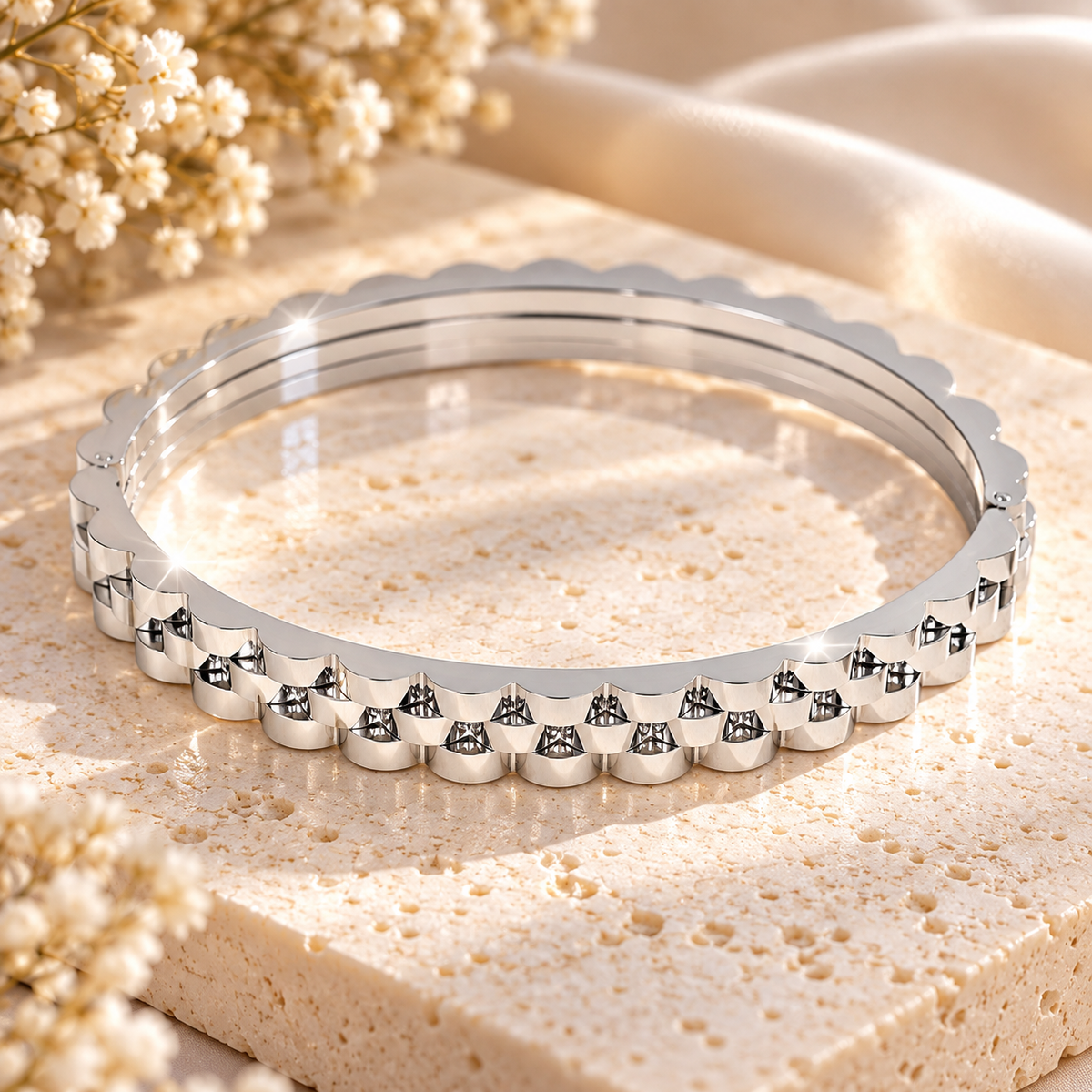 Textured Edge Bangle Bracelet